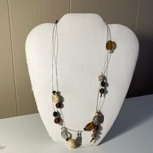 Chico's Cream and Brown Beaded Necklace